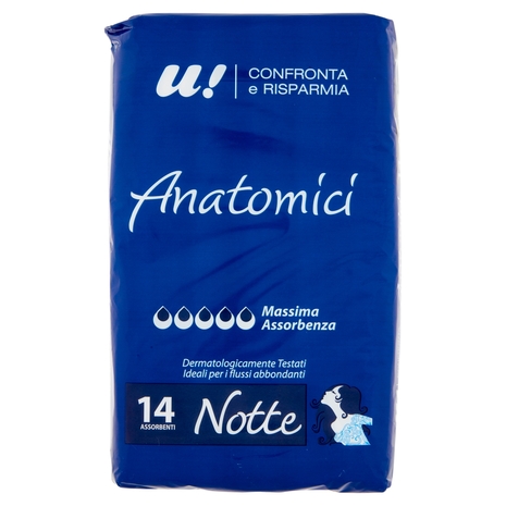 14 Assorbenti Anatomici Notte U! Confronta e Risparmia